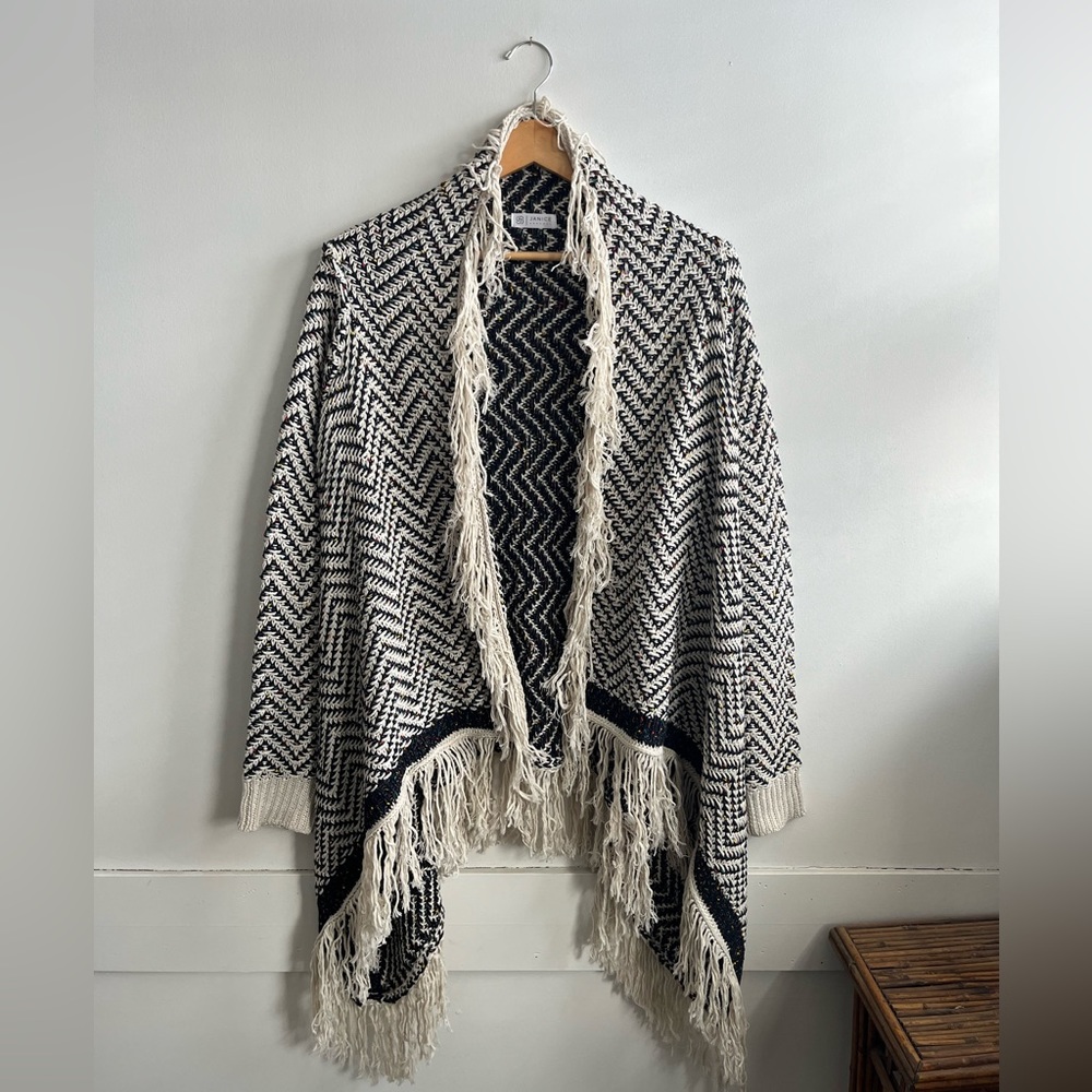Boho Fringe Woven Cardigan One Size